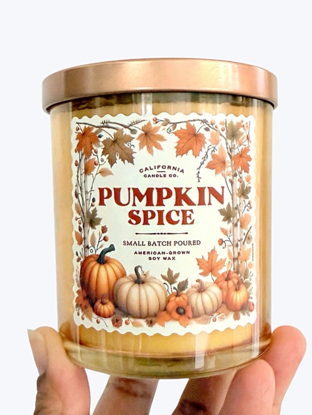 Leoben Company Pumpkin Spice Luxury Scented Candle - Gold and Orange